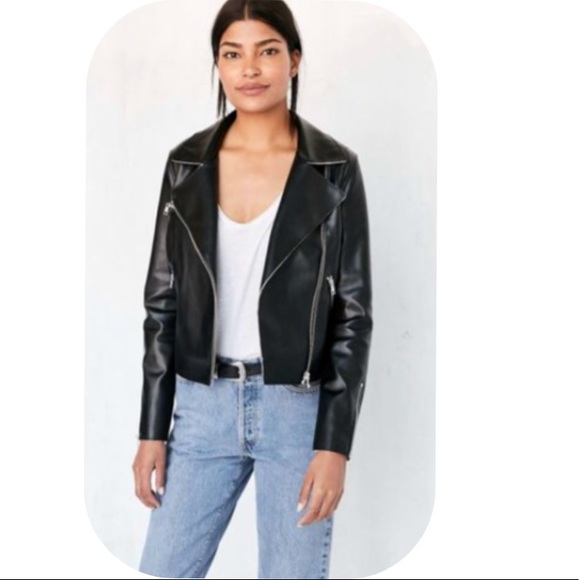 Silence + Noise Raw-Edge Vegan Leather Moto Jacket - Picture 2 of 8